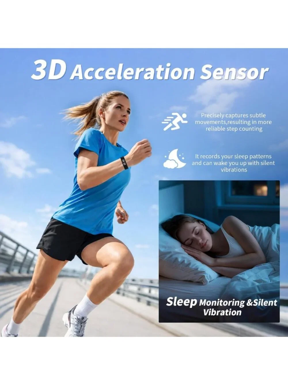 Silent Vibration Alarm Clock for Heavy Sleepers | Loud Wearable Bed Shaker Watch